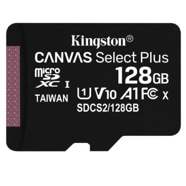 Kingston microSDXC 128GB Canvas Select Plus Class 10 UHS-I U1 V10 A1 (SDCS2/128GBSP)