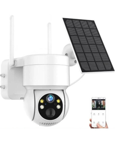 Зовнішня IP-камера DEREVIN XM30-4MP-BY 4MP з сонячною панеллю біла