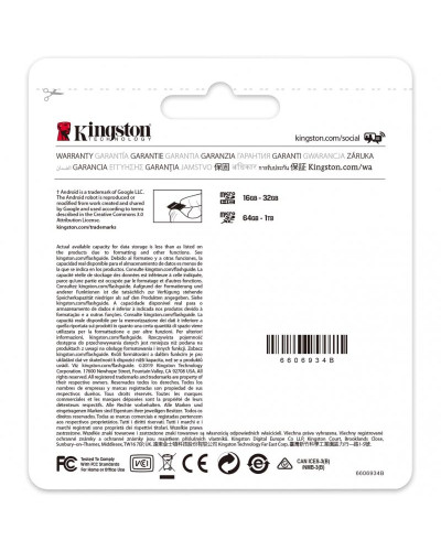 Kingston microSDXC 128GB Canvas Select Plus Class 10 UHS-I U1 V10 A1 (SDCS2/128GBSP)